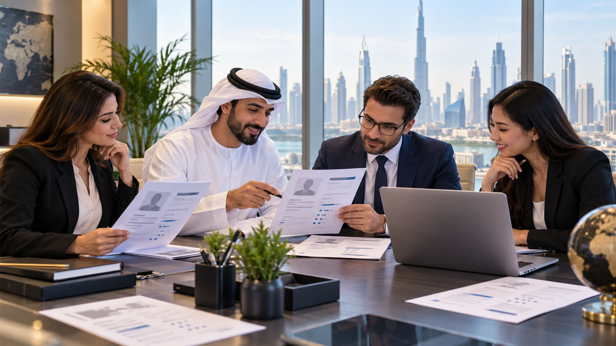 HR team reviewing candidate background screening requirements in the UAE